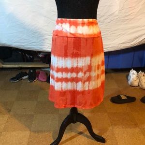 Coral and White Tie-dye Skirt